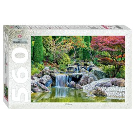 Пазл 560 эл. ;Каскадный водопад в японском саду; (Степ пазл)