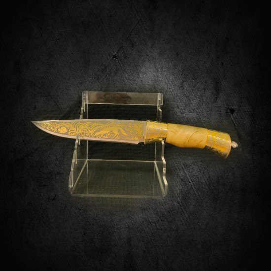 Нож "НС-53" (сталь ЭИ-107,рукоять орех/латунь,золото.)
