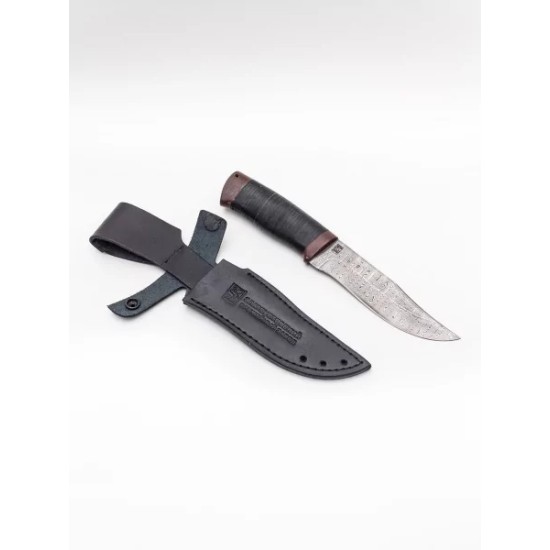 Нож "Таганай" (нержавеющая дамасская сталь, кожа/текстолит.)